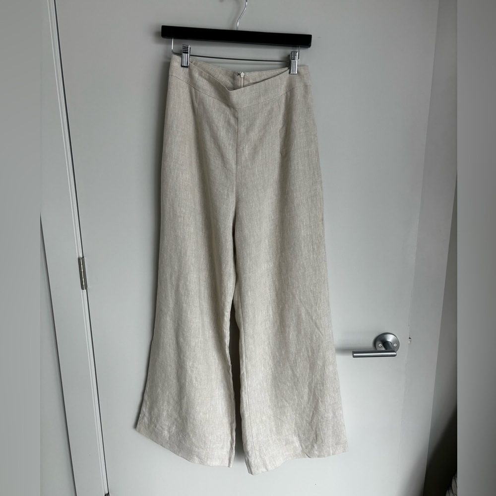Petal & Pup Wide-Leg High-Waist Pants in Light Beige